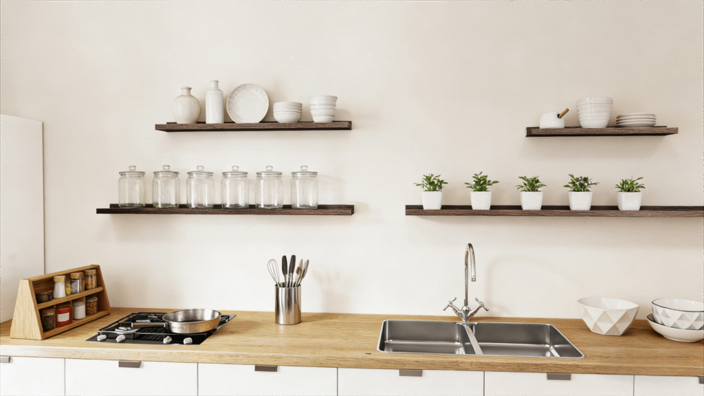 solid ash wood floating wall shelf 72 inch | 180 cm | 1pc/pack | black