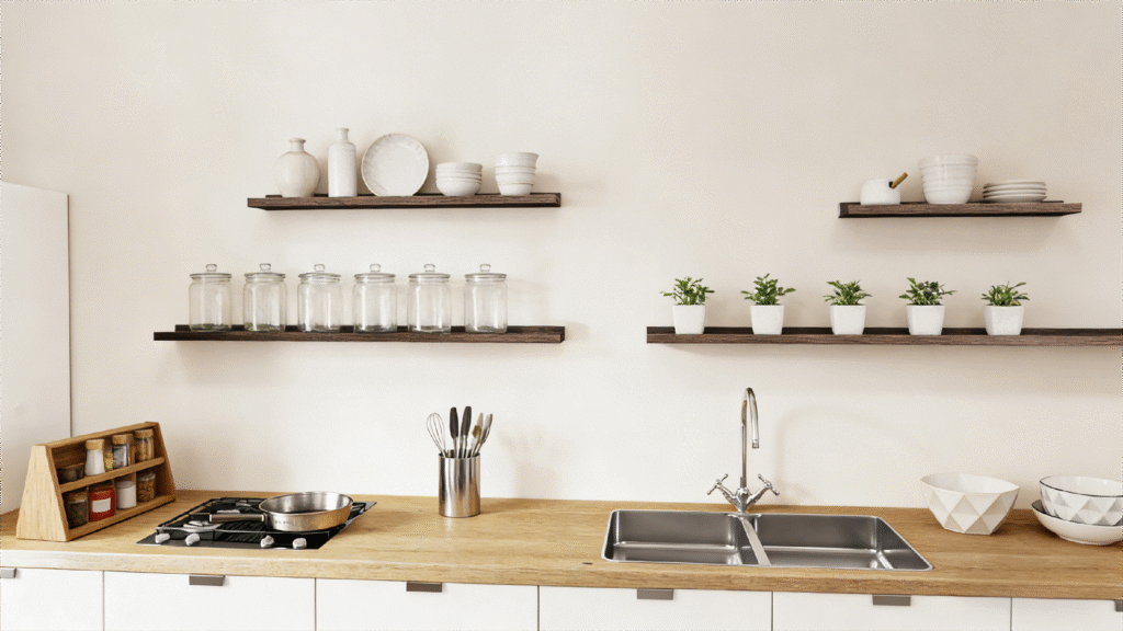 solid ash wood floating wall shelf 72 inch | 180 cm | 1pc/pack | black